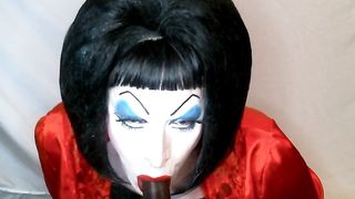 Powerful Make-Up Whore Debra Sates Dad by Deepthroating BIG BLACK COCK Fuck Stick