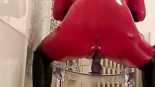 Spandex nymph having joy