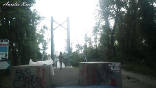 Almost caught exhibiting on walkway