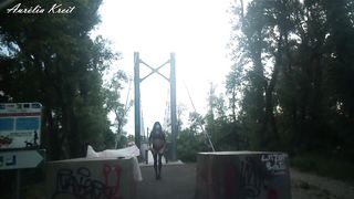 Almost caught exhibiting on walkway