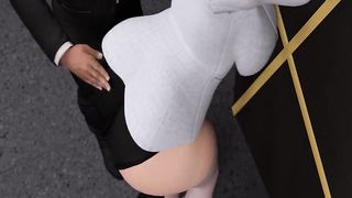 BIG BLACK COCK manager smacks his MASSIVE RUMP trans assistant.