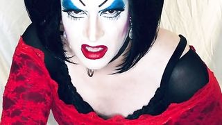 Sissy Tart in mighty make-up satiate hard-on on web cam!