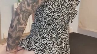 Bony crossdressing sissy no condom