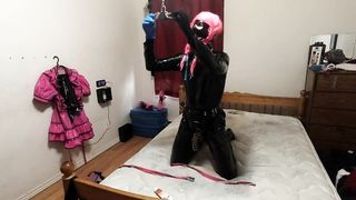 sissy maid self restrain bondage spiky v-card box