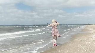 MissRose TS - Blonde Swedish Shemale Valkyrie Public Nude Beach Fun - upskirt masturb