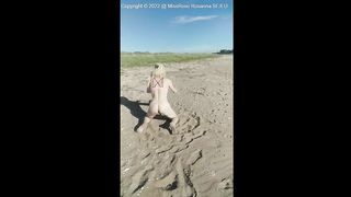 MissRose TRANSSEXUAL - Swedish Midsummer Welcoming - Super-Sexy Ash-Blonde Tranny Beach Outdoors Modeling Posture Taunt Bare Bikinitop WOW