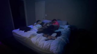 Sissy Stepsisters Fuckin' Away Under The UV-A lights At Home