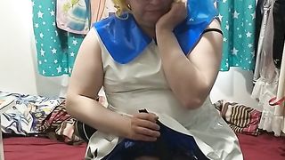 Shining vinyl Costume Play Sissy Lillie Stimulates till Jizm