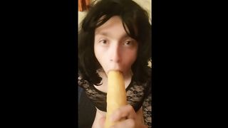 Sissy teaching her arse and facehole