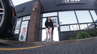 CD TV in Black MIni miniskirt outdoors in the Morning day time joy