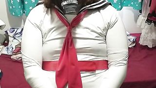 vinyl Sissy College gal does breathplay spandex mask gasmask Eva Helmet