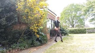 Ladyboy Rails Thick Fake Penis Outdoors