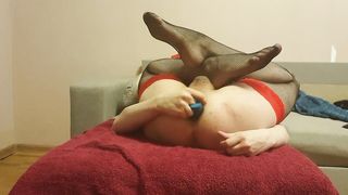 Russian sissy have intercourse ass fucking solo