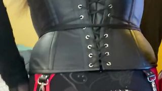 Black & Crimson Patent Leather Romp w Dee Angels