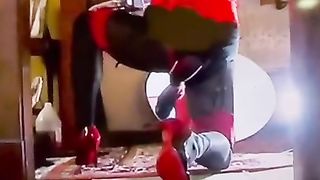 Sex-Positive Dee Angels in Sheer Black Silk, Crimson Welt FF Nylons & High-Heeled Slippers