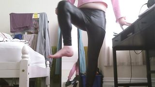 Get Fit With Me? Morning Spread Out & Workout in Wetlook Stretch Pants Turns Into Taunt and Have Fun