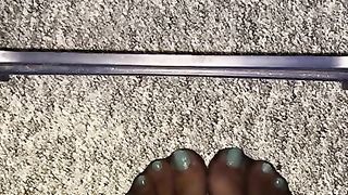 Lila ejaculates on those soles and her magnificent blue boink grind