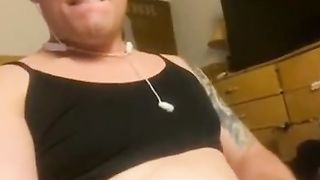 Obese cd tugging off in underpants