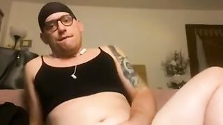 Obese cd tugging off in underpants