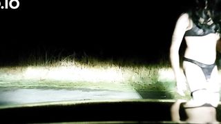 Sissy stripping outdoors