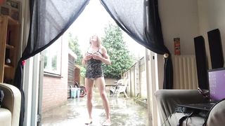 Trancess Triss Public Spontainous Dance in the intense rain