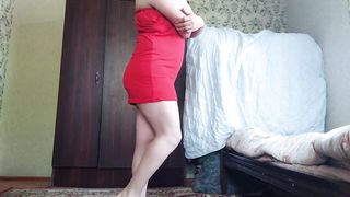 CRIMSON Mini Sundress White Uber-Sexy Trans Nice Sissy Immense Bootie Solo Performer Crossdresser Model Cosplayer Femboy Striptease MTF