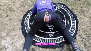 Kitty Catskull insatiable surroundings femboy with backside buttplug in the park