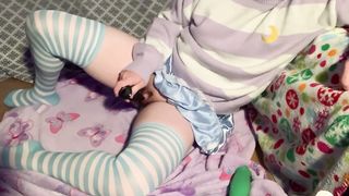 Fem Trans Stud gets DPd by 2 Bad Dragon Fuck Sticks with Internal Cumshot