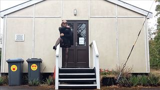 T-Model Wanking Outdoors at the Hut