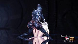 A fantastic cutie gets ravaged by a lady alien in a tunnel on an exoplanet