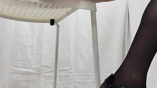 Kinkydressup cd mega-bitch massive dual JIZM SHOTS in cockring underpants pantyhose and high-heeled shoes