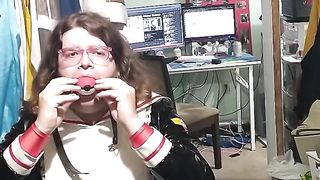 vinyl Sakura Costume Play Sissy Maid Gag joy