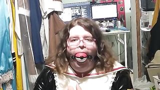 vinyl Sakura Costume Play Sissy Maid Gag joy