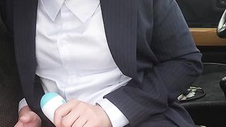 Cross dresser officelady getting off