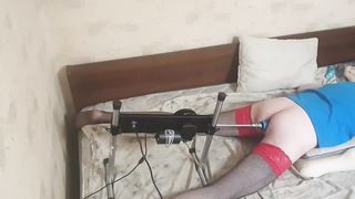 Crossdresser poking machine real solo fuck-a-thon