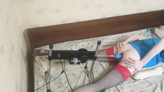 Crossdresser poking machine real solo fuck-a-thon