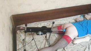 Crossdresser poking machine real solo fuck-a-thon