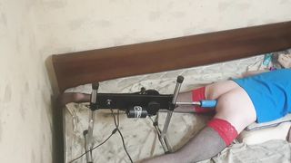 Crossdresser poking machine real solo fuck-a-thon