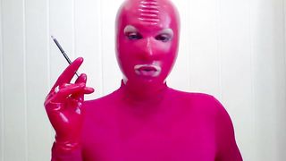 Smoking CIGARONNE BLACK Royal Slims 100s In CRIMSON Mask & Mittens Spandex