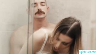 Chesty blondie transsexual Ivory Mayhem assfucked barebcked while doing laundry (GIANT BUM, Phat Butt, Ginormous Backside)