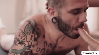 Injured fellow gets his culo barebacked by Tgirl massagist