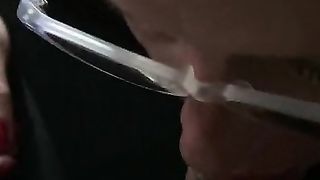 Trans sissy Michelle demonstrating her crotch to father