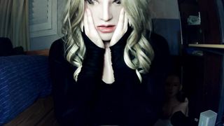 Bunny May End! Chick mask woman eliminates her forearm mittens and unmasks from chick masks!