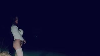 Black-Haired Shemale in white splendid Clothes