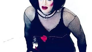 Sissy Hoe Catapults and polishes on BIG BLACK COCK fake penis while smoking for Sir