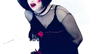 Sissy Hoe Catapults and polishes on BIG BLACK COCK fake penis while smoking for Sir