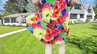 Torrid striptease in the garden in the public marvelous dancer