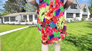 Torrid striptease in the garden in the public marvelous dancer