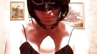 Mega-Slut Katya gives a fellatio with a yam-sized cork in the rump