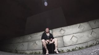 The art of cross dressing at night and being outdoors. Prepped and willing to deep-throat sausages.